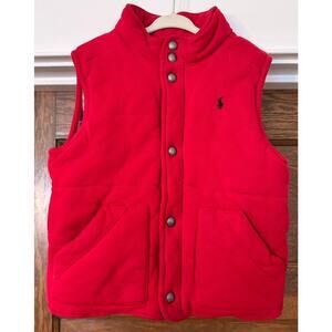 VTG Polo Ralph Lauren Vest Red Quilted Plaid Lined Holiday Preppy Kids Size 6